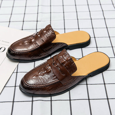 Men's Closed Toe Half-support Leather Shoes Crocodile Pattern iTouch Exclusive Boutique