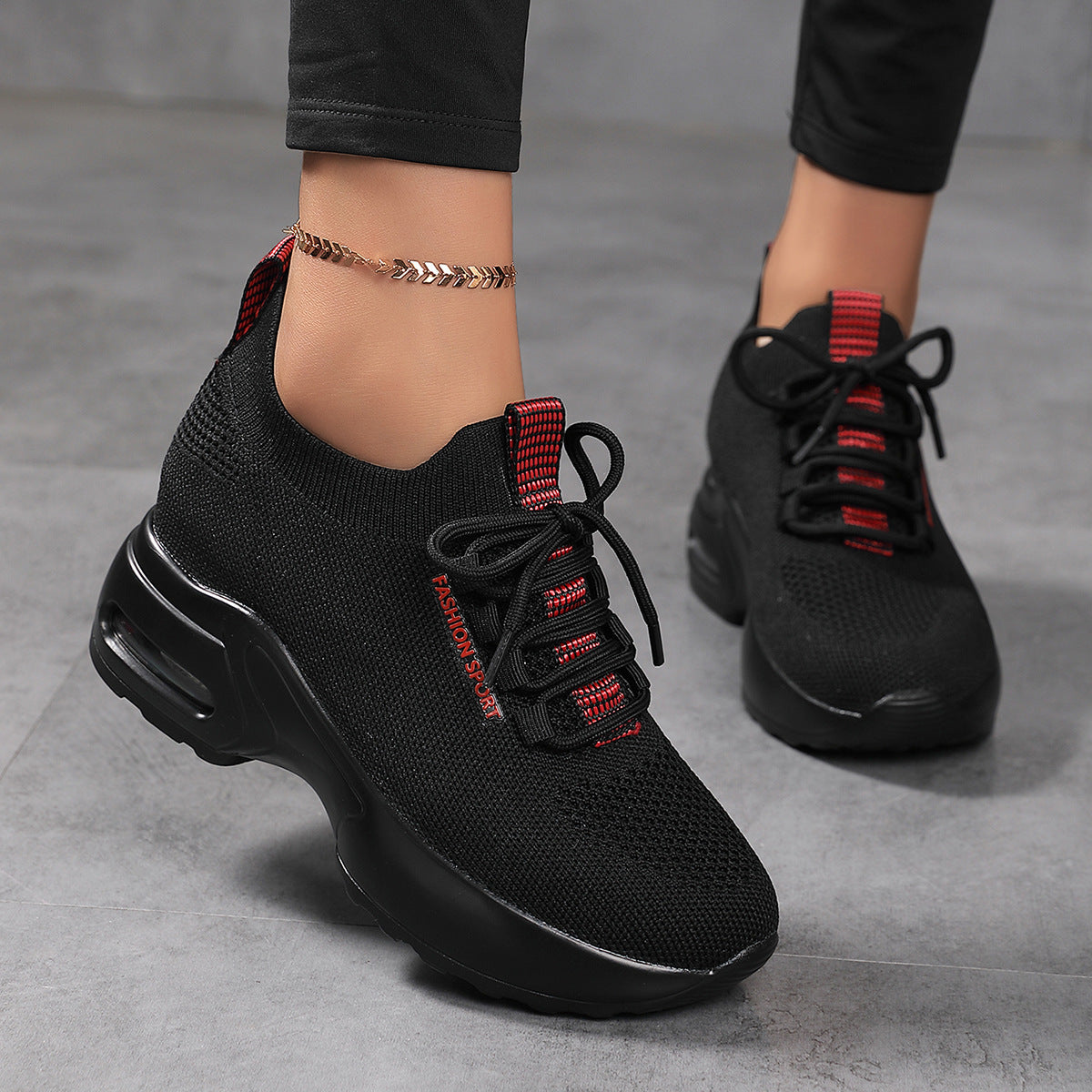 Fly-knit Sneakers Summer Height Increasing Insole Women's Mesh Casual Shoes