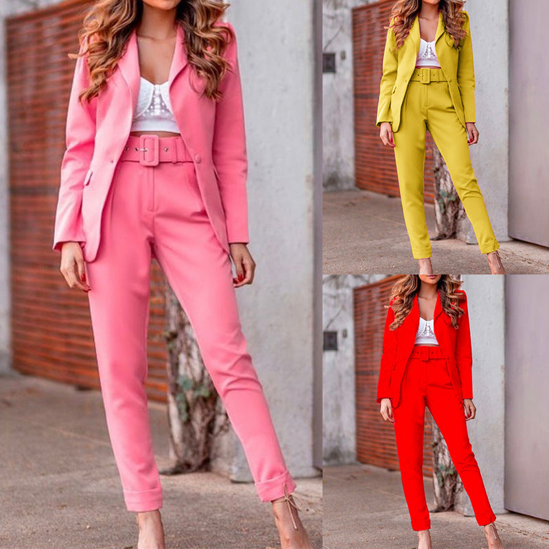 Autumn And Winter Women's Long-sleeved Small Suit Trousers Two-piece Suit iTouch Exclusive Boutique
