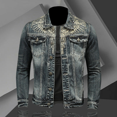 European And American Denim Top Casual Retro Slim Street Polo Collar Jacket itouch exclusive botique