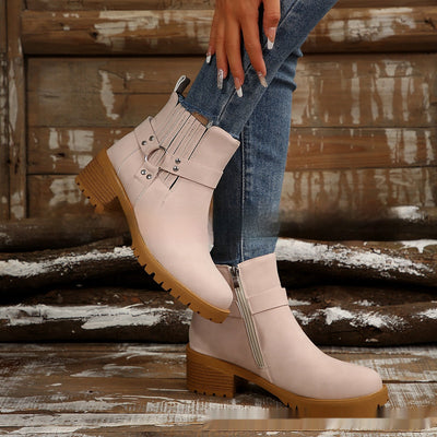 Belt Buckle Women's Ankle Boots Elastic Band itouch exclusive botique