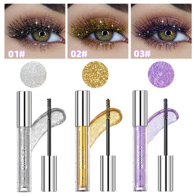 Violet Glitter Lash Mascara Diamond Mascara Thick Shiny Eyelash Curling Extension Makeup Waterproof Fast Dry Sequins Eye Black itouch exclusive botique