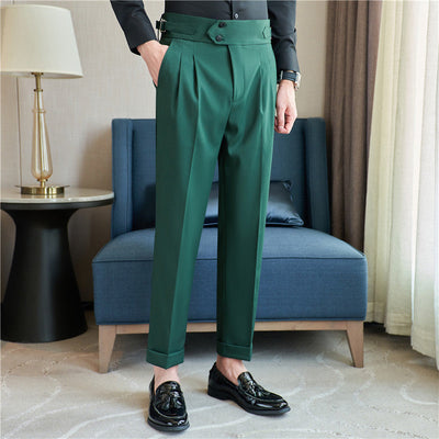 Men's Mid High Waisted Drape Style Long Casual Pants iTouch Exclusive Boutique