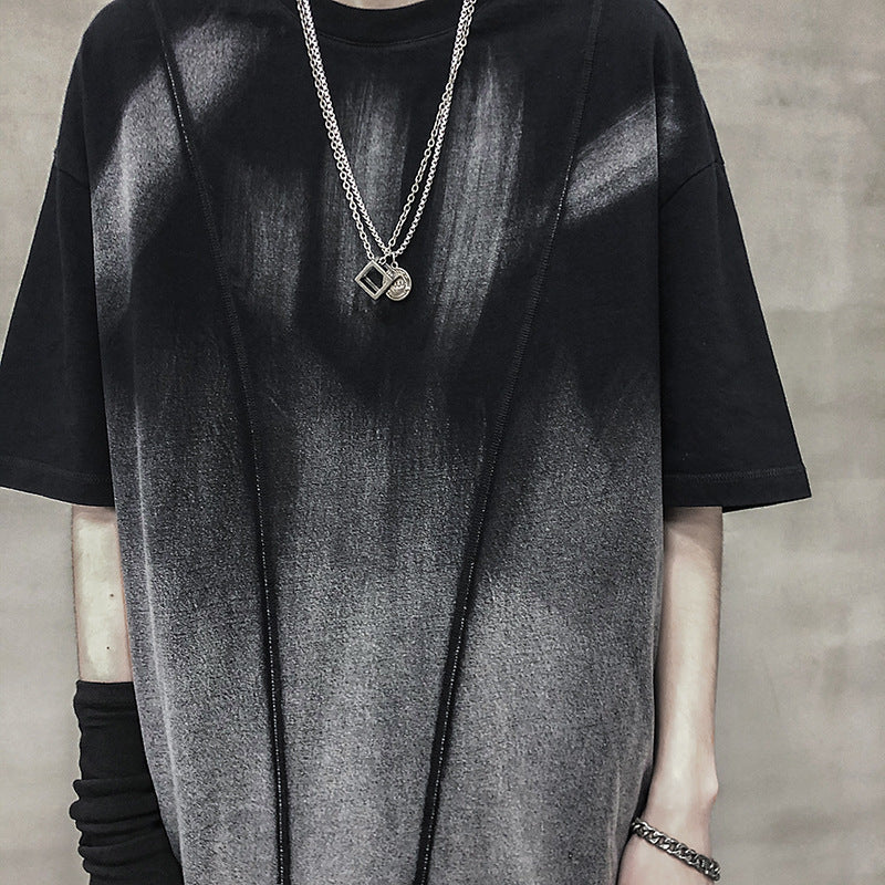 Dark water washing process short sleeve
