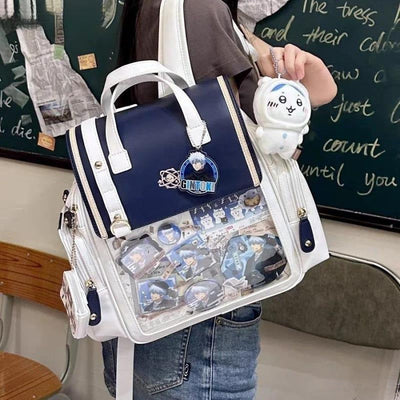 Japanese Style Transparent Color Backpack Universal College Style Soft Girl itouch exclusive botique