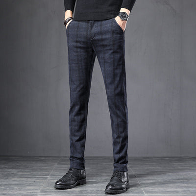 Autumn Plaid Pants Slim Straight Loose Men's Casual Pants Trousers Small Feet iTouch Exclusive Boutique