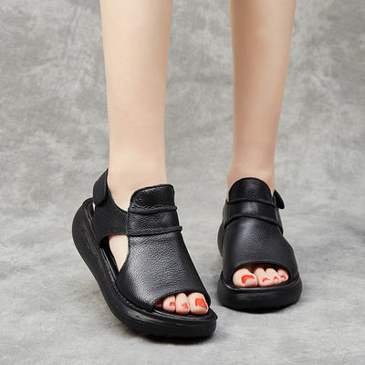 Peep Toe Casual Women's Shoes Summer Cowhide Raise The Bottom Sandals itouch exclusive botique