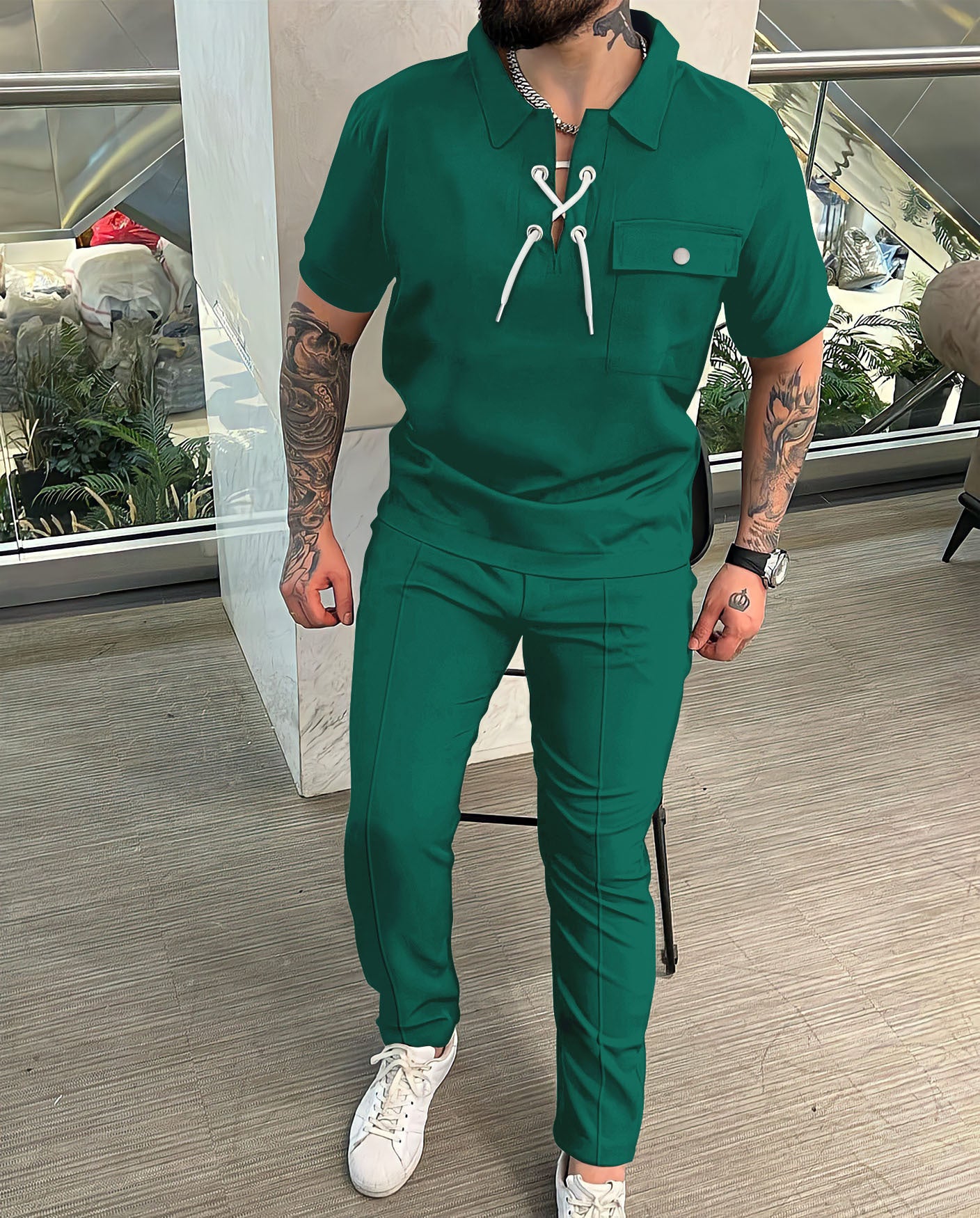 Men's Shirt Casual T-shirt Short Sleeve Trousers
