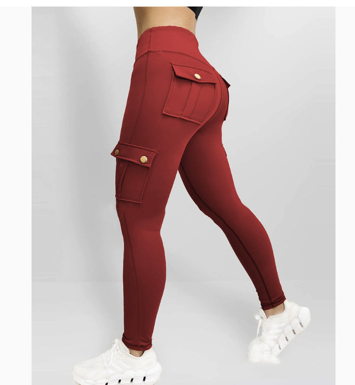 Workwear With Pocket Fitness Pants For Women High Elastic Tight