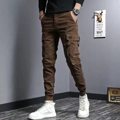 Coffee Colored Men's Slim Fit Elastic Casual Denim Work Pants iTouch Exclusive Boutique